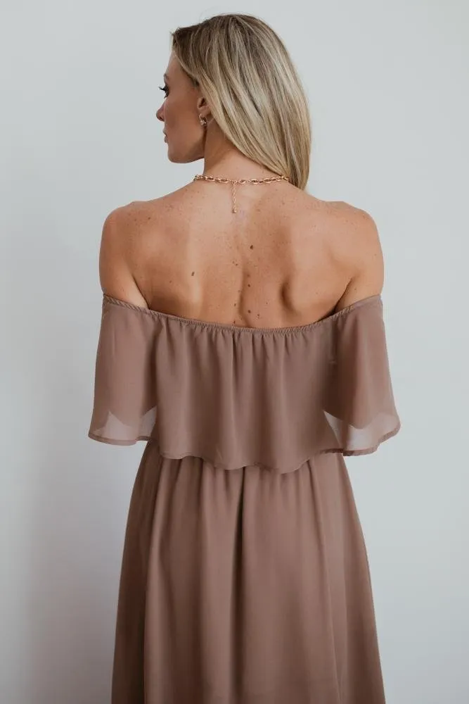 Victoria Off Shoulder Maxi Dress | Mocha sold by Baltic Born product image thumbnail 4
