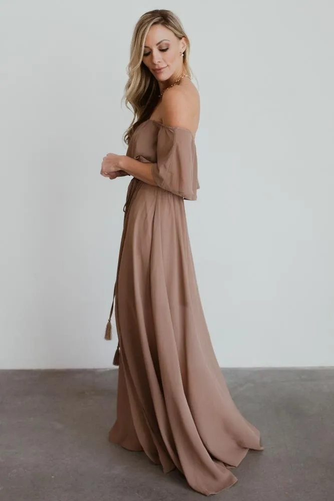 Victoria Off Shoulder Maxi Dress | Mocha sold by Baltic Born product image thumbnail 3