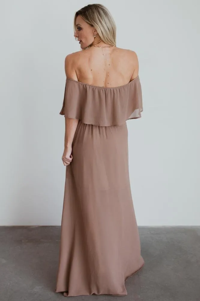 Victoria Off Shoulder Maxi Dress | Mocha sold by Baltic Born product image thumbnail 5