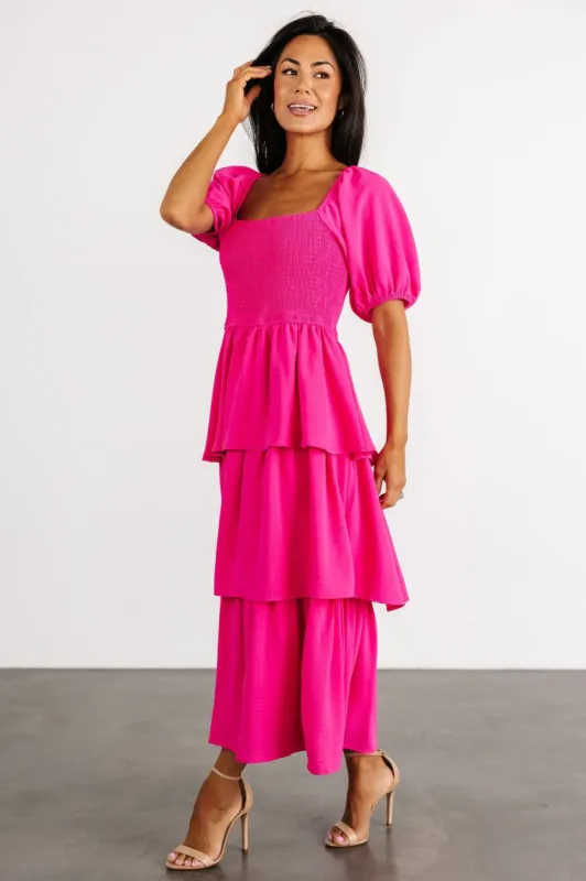 Ashbourne Tiered Dress | Hot Pink sold by Baltic Born