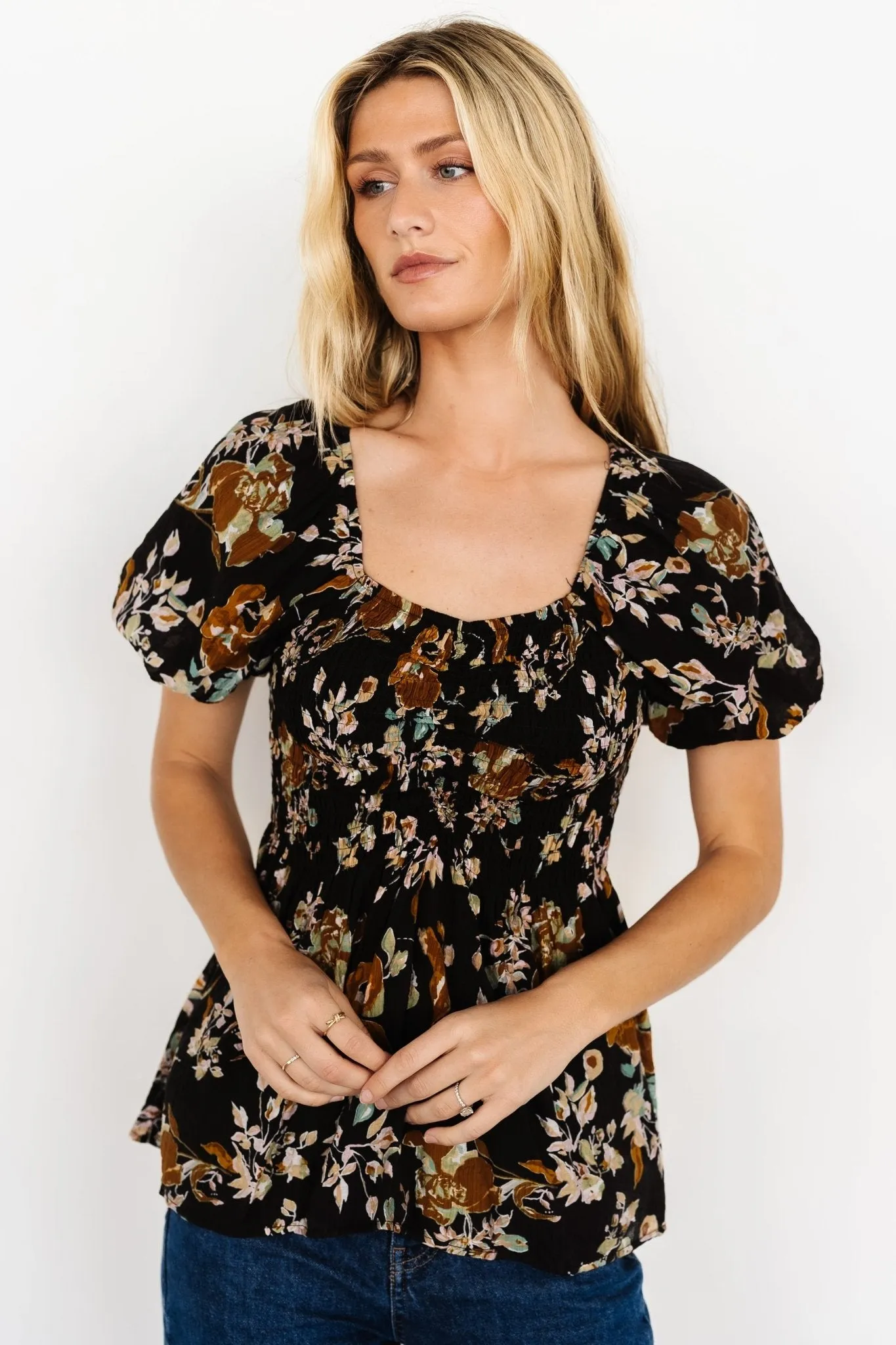 Leonora Smocked Blouse | Black Multi sold by Baltic Born product image thumbnail 4