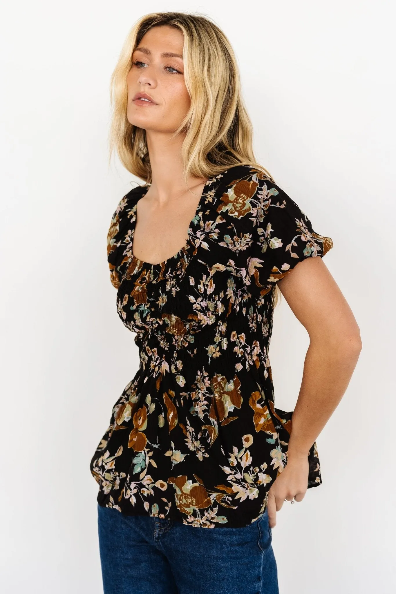 Leonora Smocked Blouse | Black Multi sold by Baltic Born product image thumbnail 2