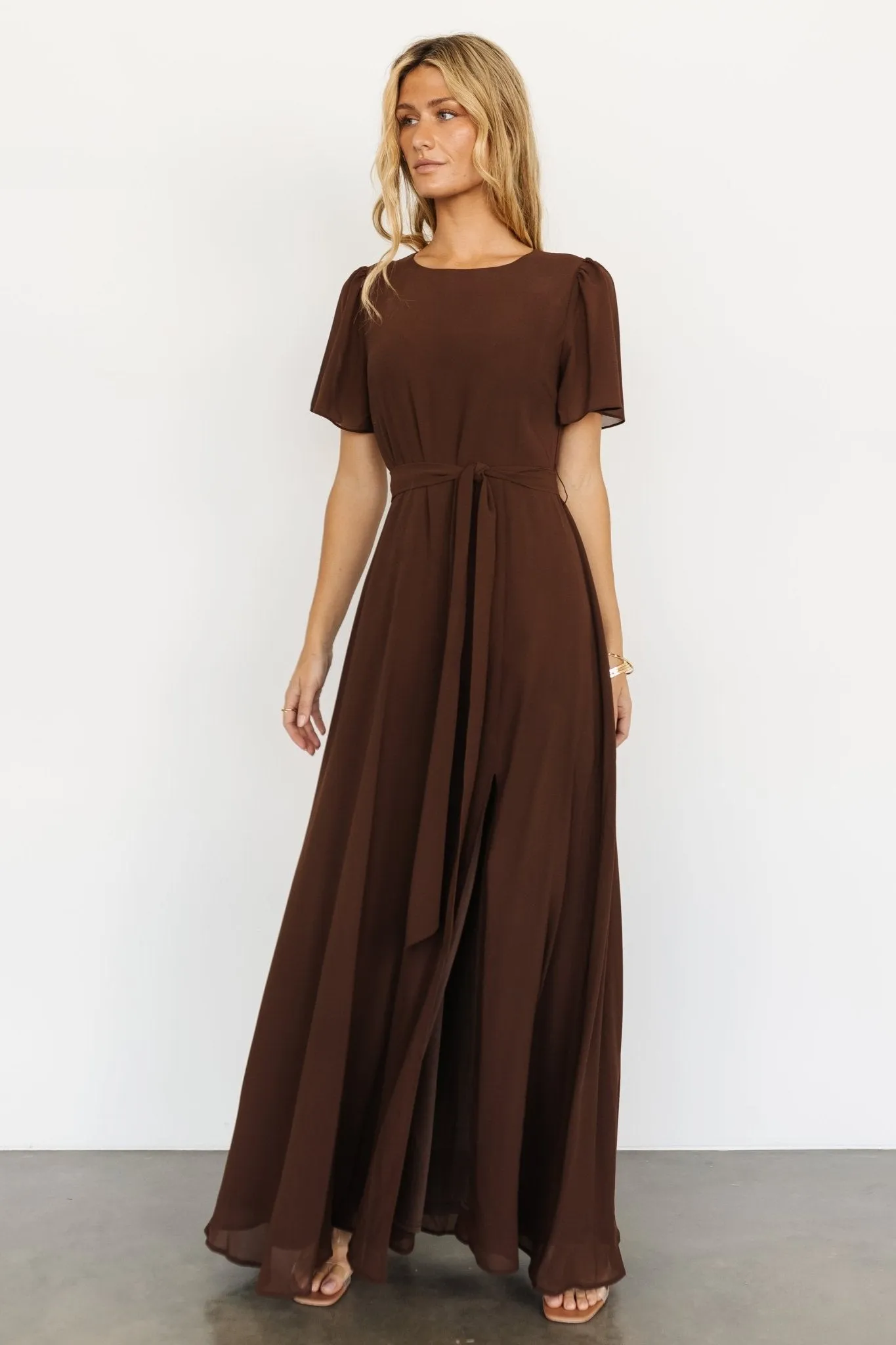 Naomi Short Sleeve Maxi Dress | Espresso | Parallel