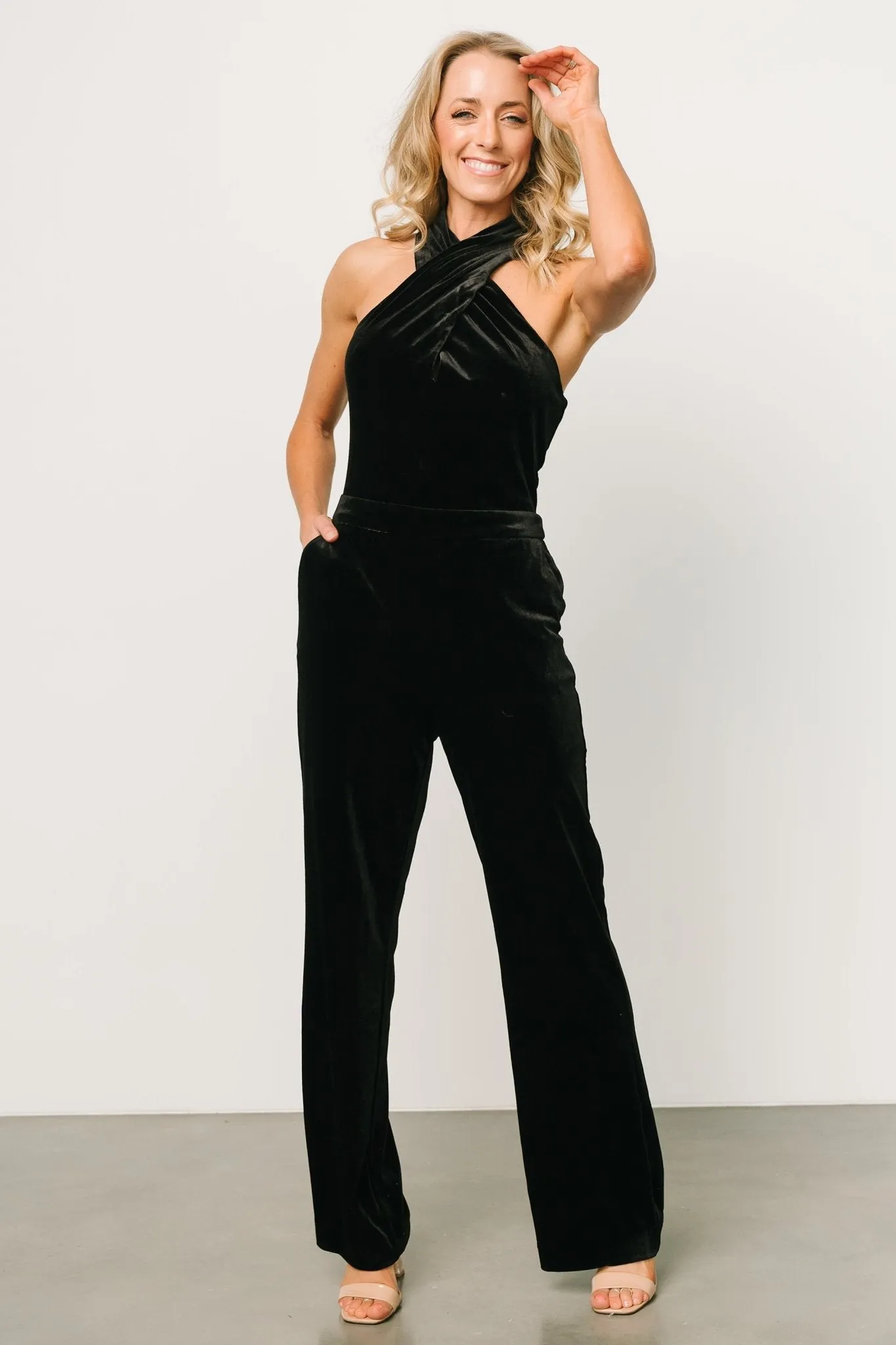 Cleopatra Velvet Jumpsuit | Black sold by Baltic Born