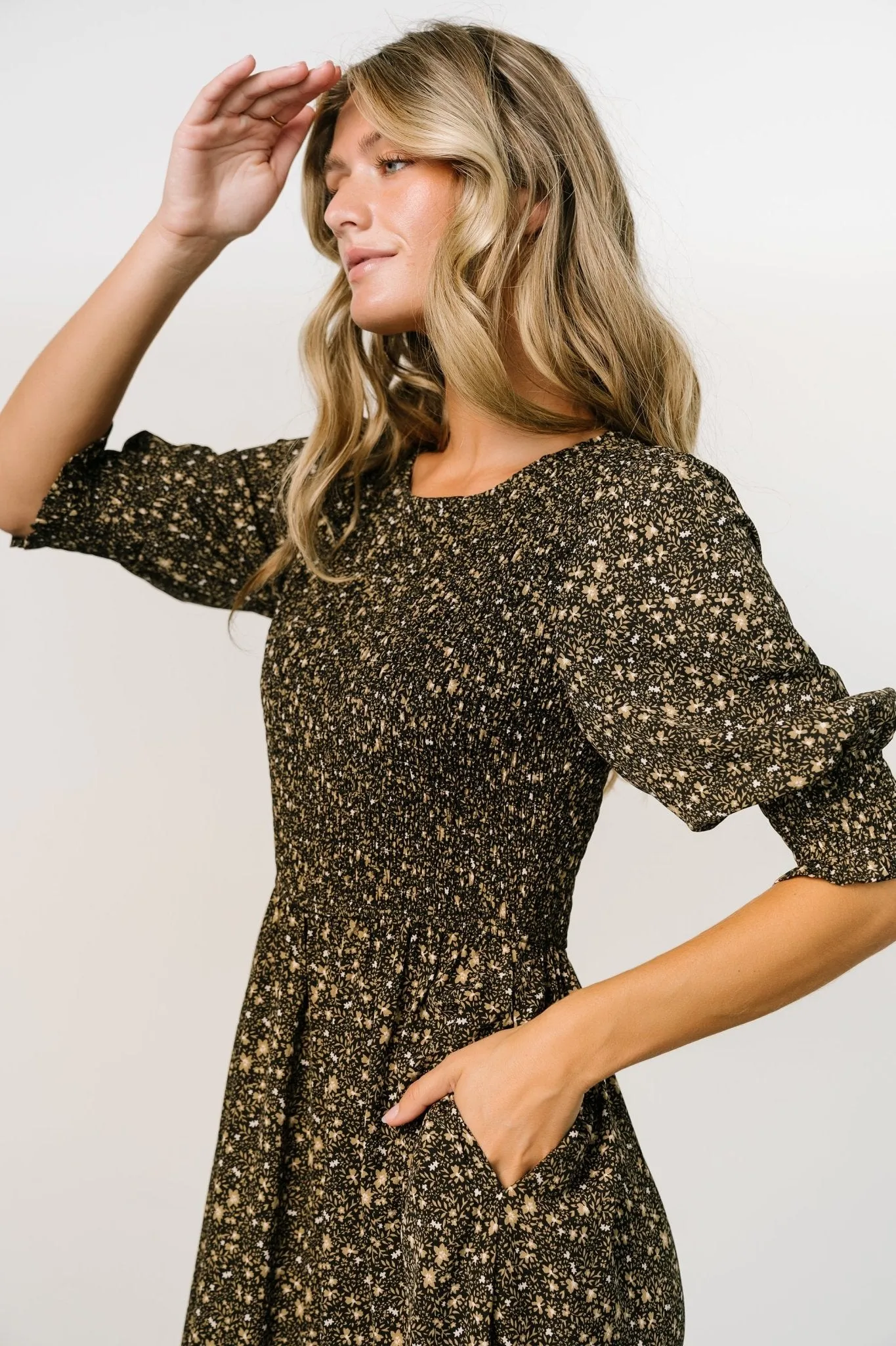 Pele Tiered Midi Dress | Black Floral sold by Baltic Born product image thumbnail 2