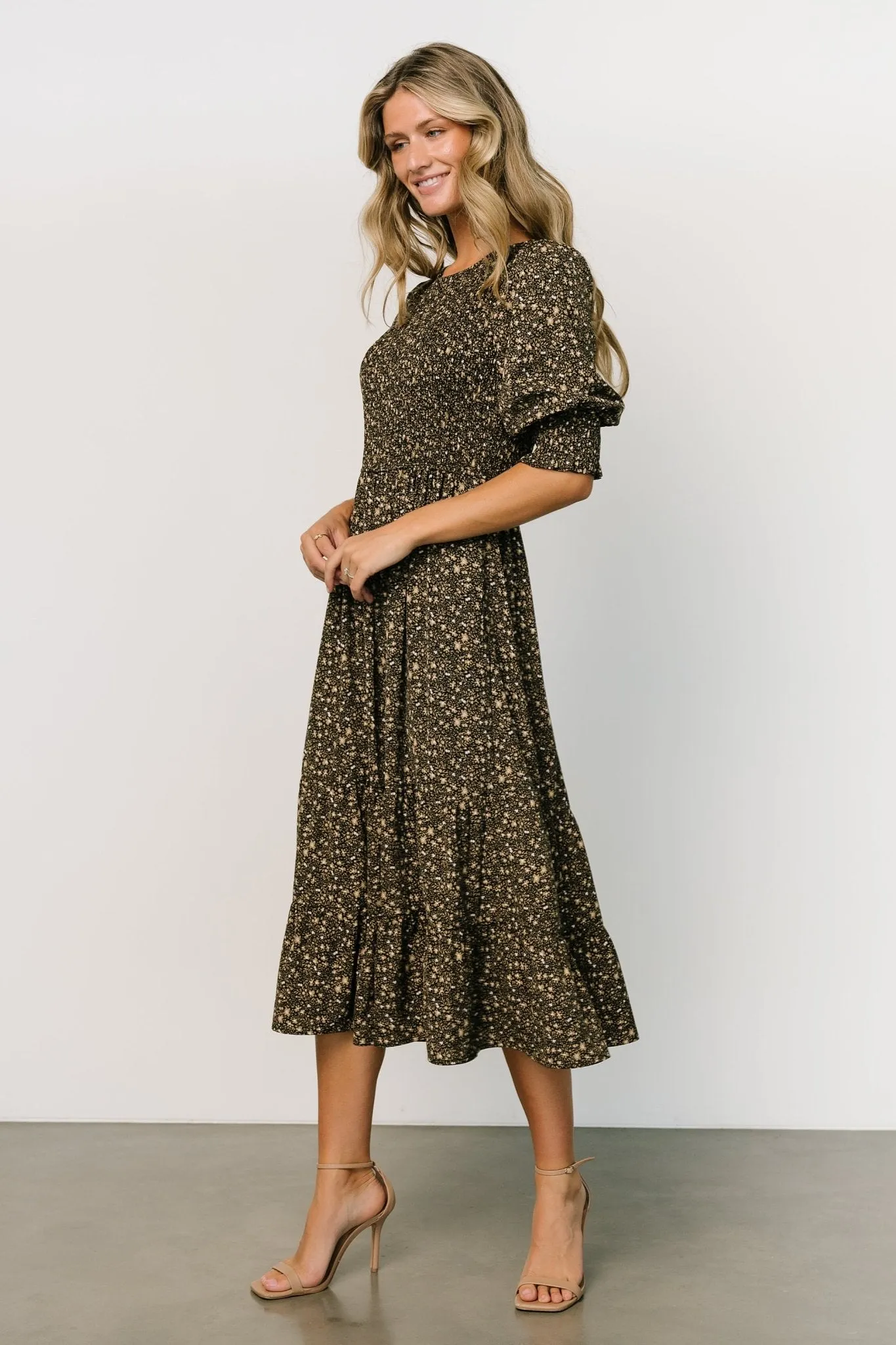 Pele Tiered Midi Dress | Black Floral sold by Baltic Born product image thumbnail 3