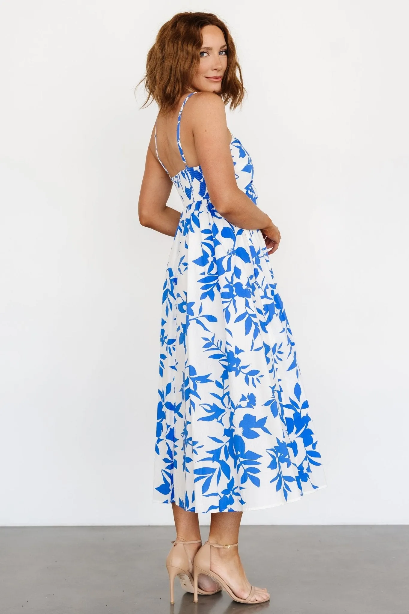 Megara Midi Dress | Off White + Blue sold by Baltic Born product image thumbnail 3