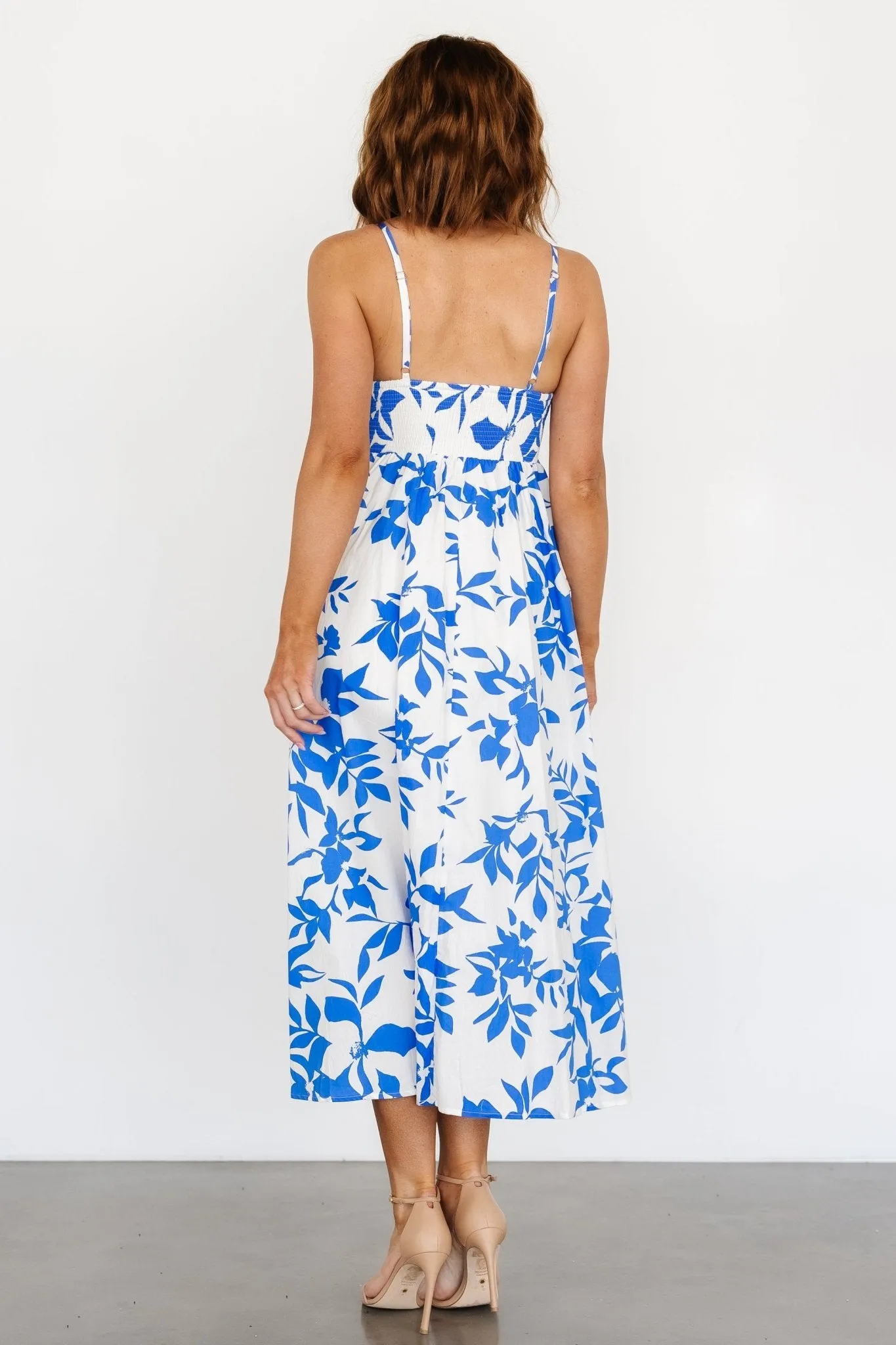 Megara Midi Dress | Off White + Blue sold by Baltic Born product image thumbnail 4