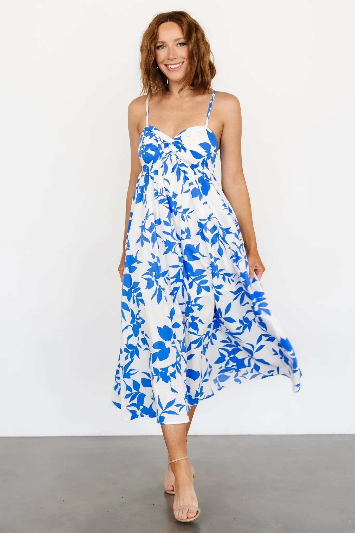 Megara Midi Dress | Off White + Blue sold by Baltic Born product image thumbnail 5