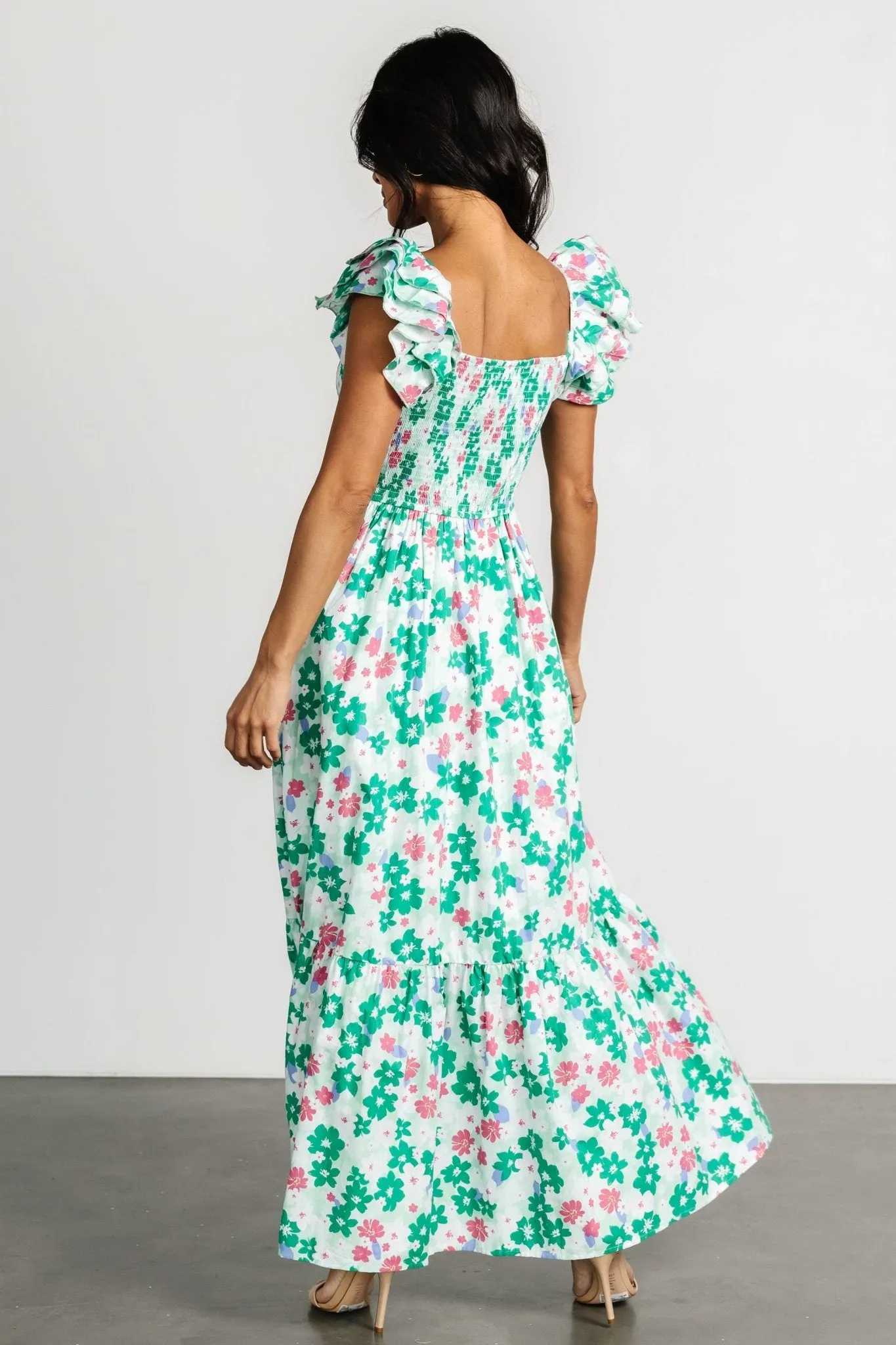 Laguna Smocked Maxi Dress | Green Floral sold by Baltic Born product image thumbnail 4