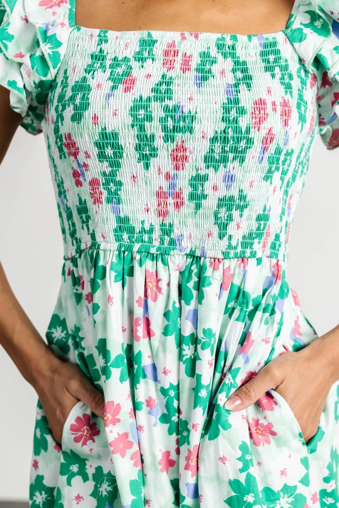 Laguna Smocked Maxi Dress | Green Floral sold by Baltic Born product image thumbnail 2