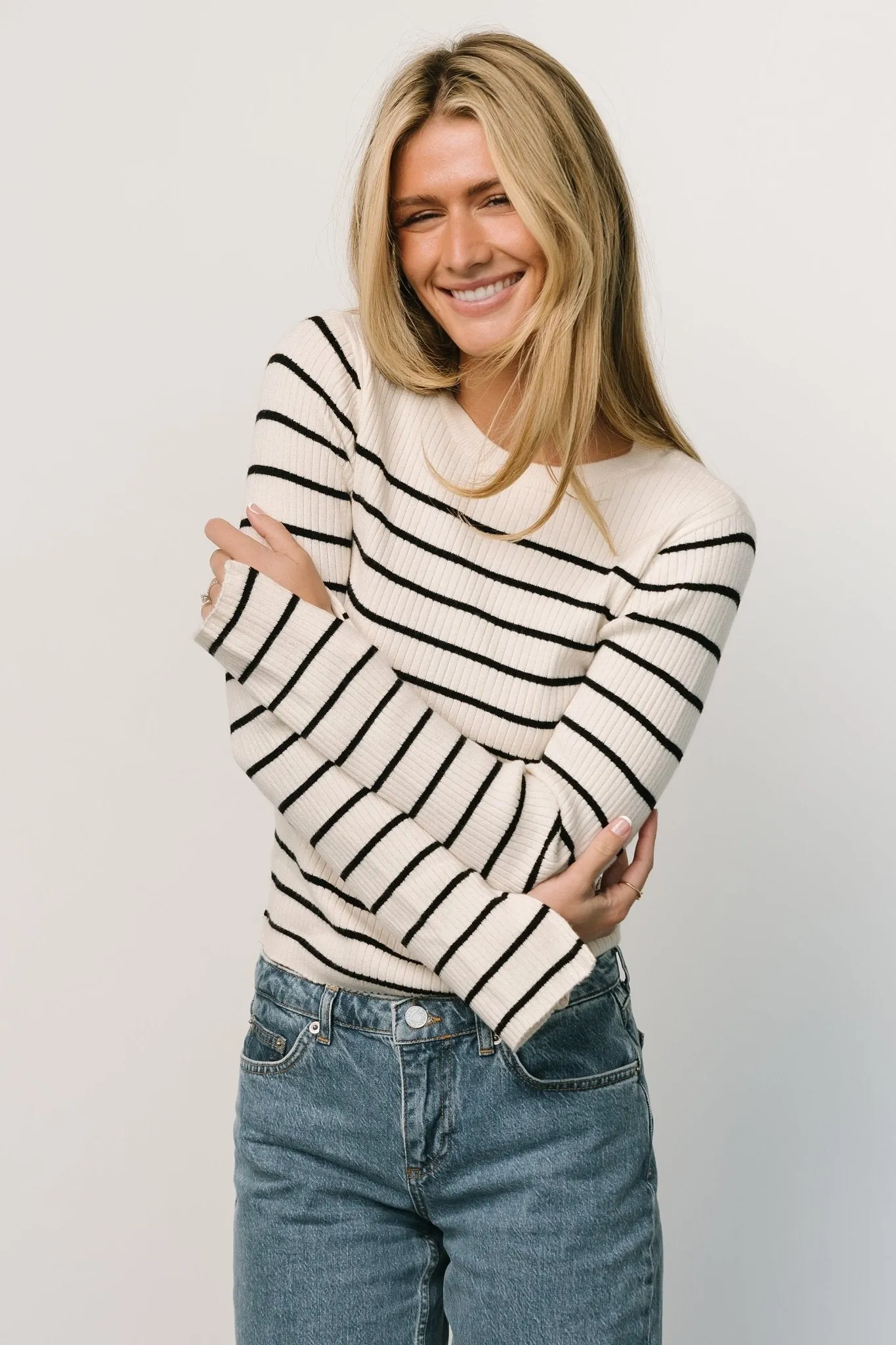 Dominic Sweater Top | Ivory + Black sold by Baltic Born product image thumbnail 4