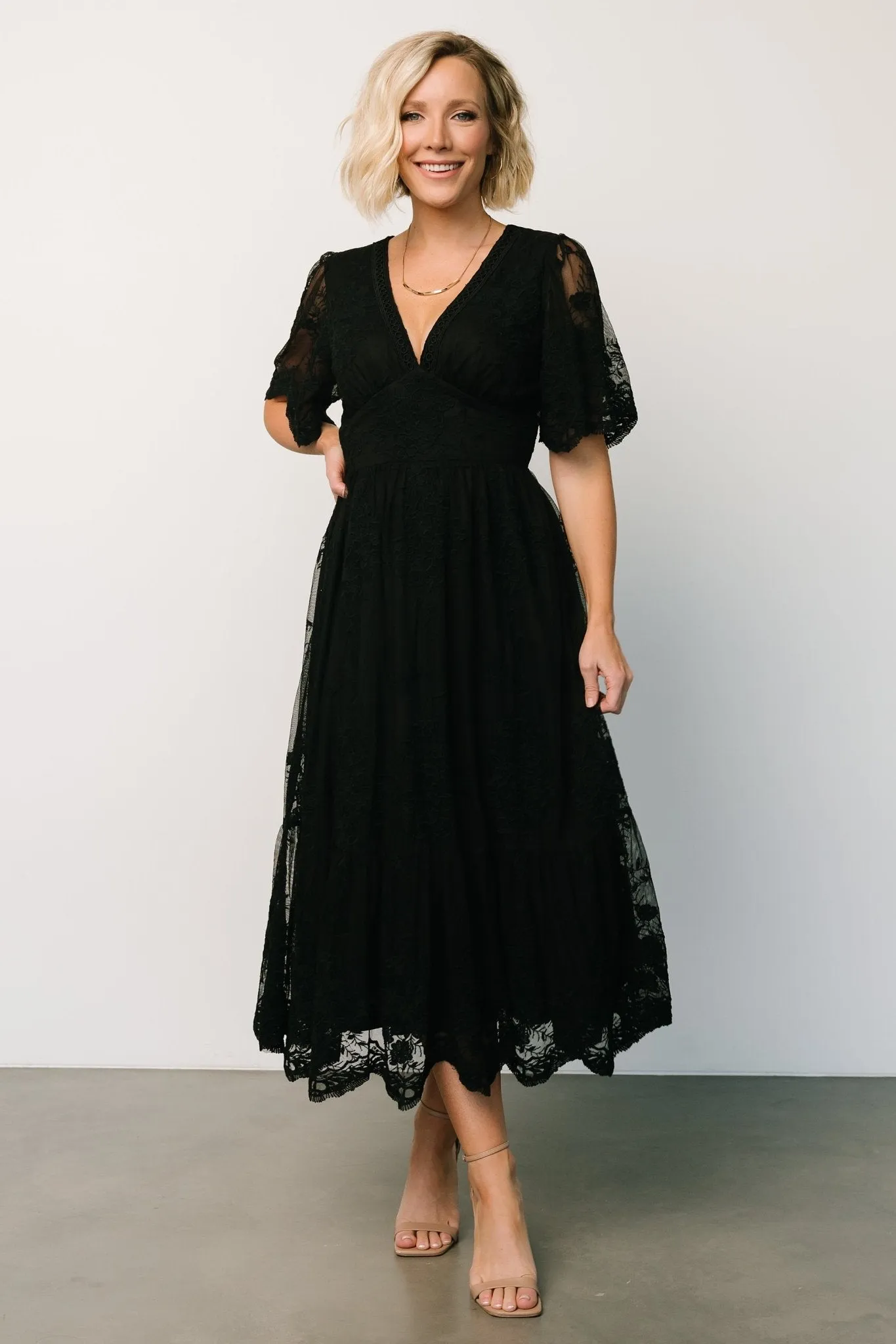 Clarisa Lace Midi Dress | Black sold by Baltic Born