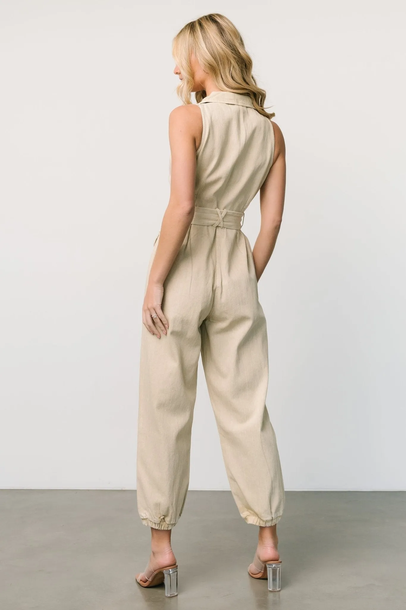 Zahara Sleeveless Jumpsuit | Sand sold by Baltic Born product image thumbnail 4