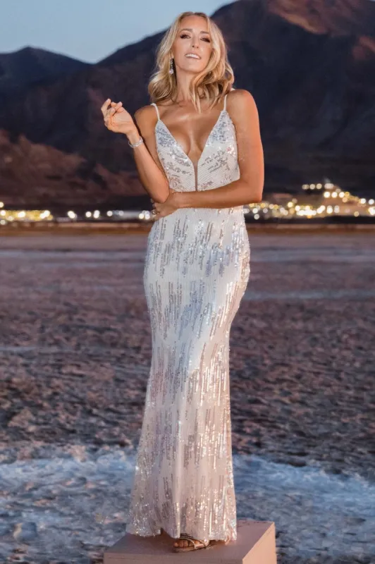 Nyah Sequin Gown | Champagne sold by Baltic Born