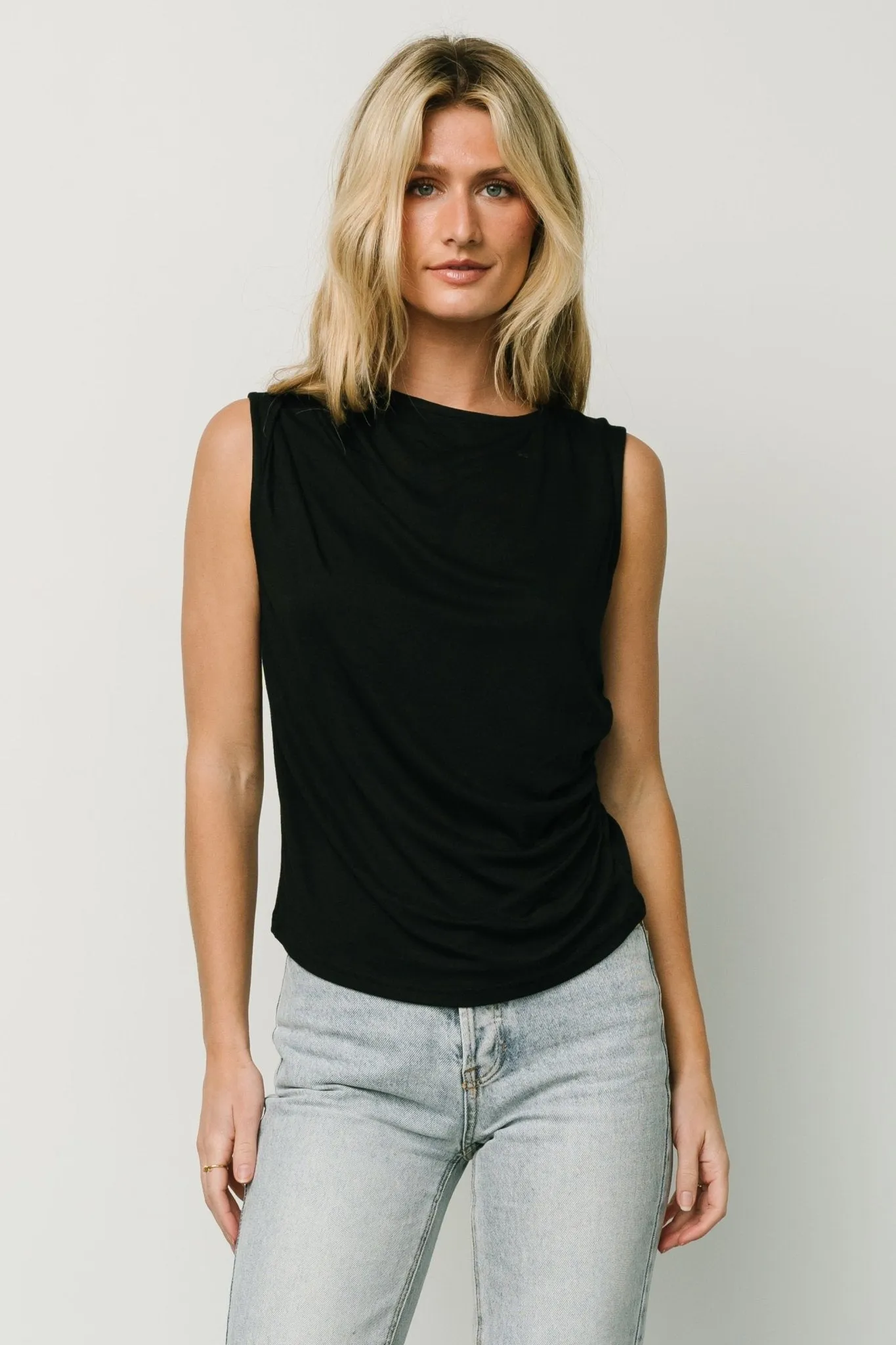 Jia Ruched Tank Top | Black sold by Baltic Born