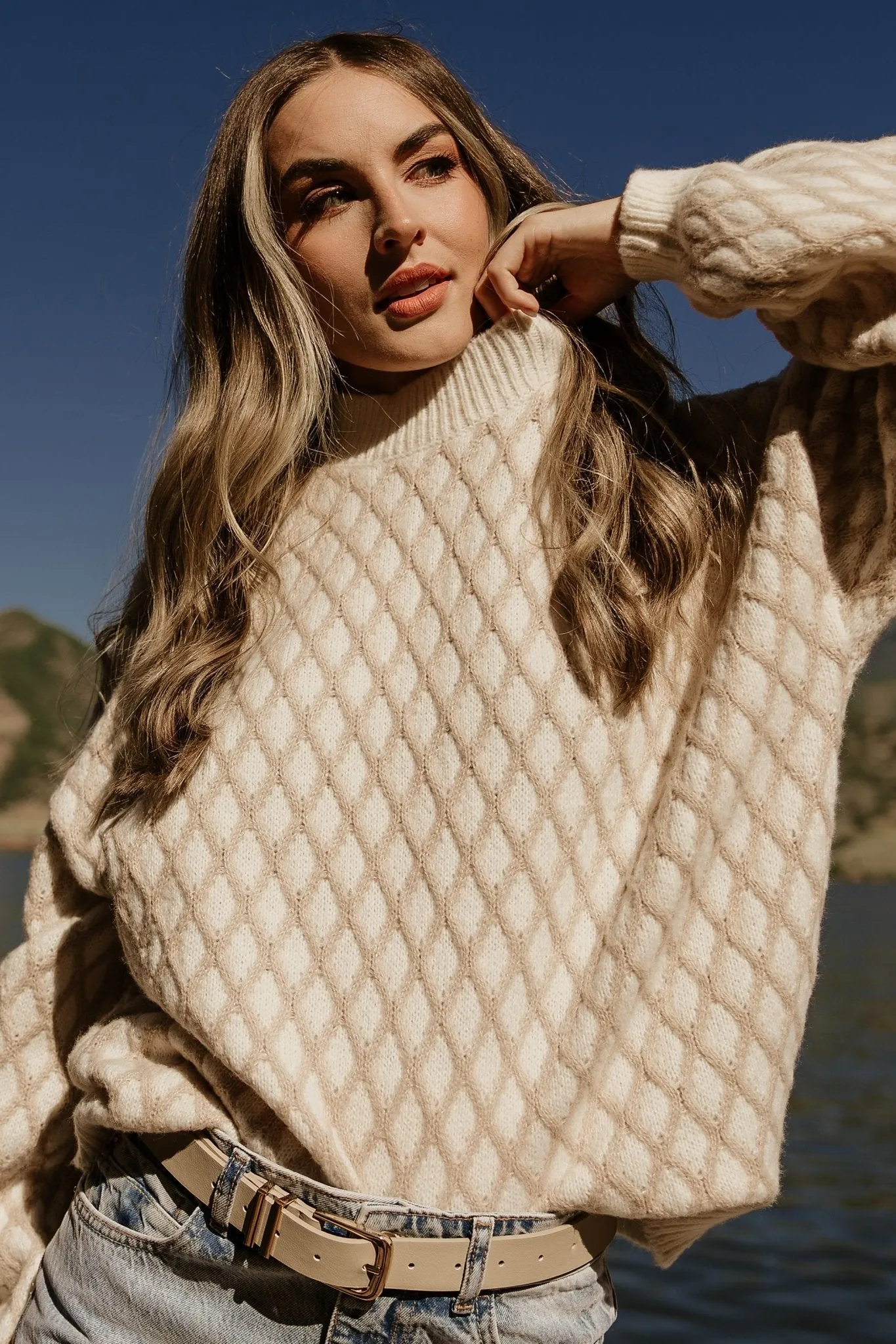 Hendrix Diamond Knit Sweater | Taupe sold by Baltic Born