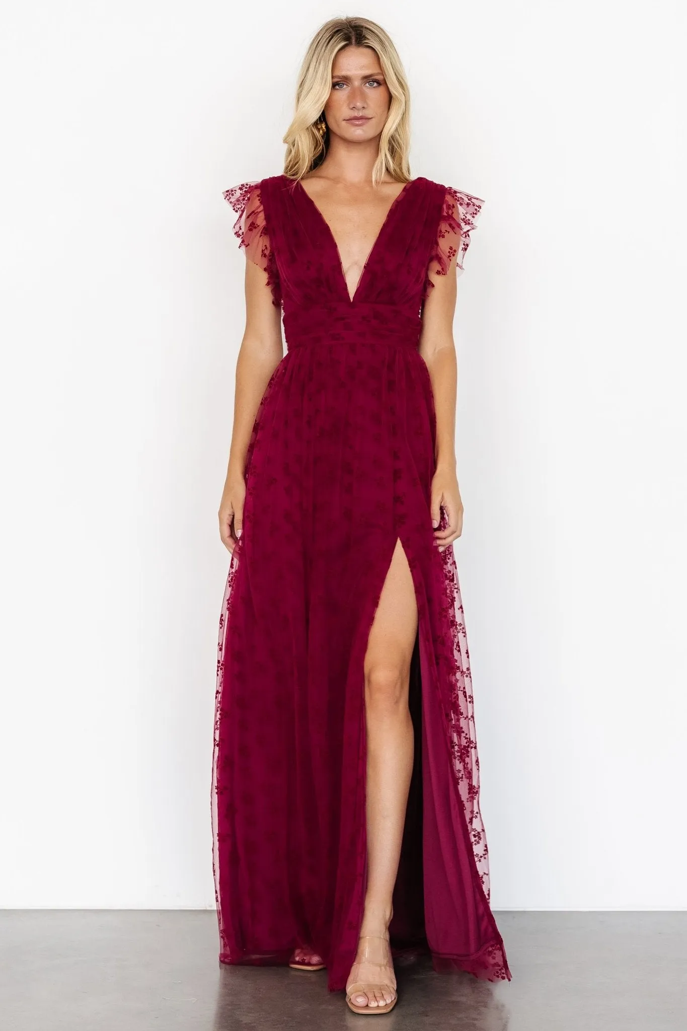 Caterina Tulle Maxi Dress | Wine sold by Baltic Born product image thumbnail 5