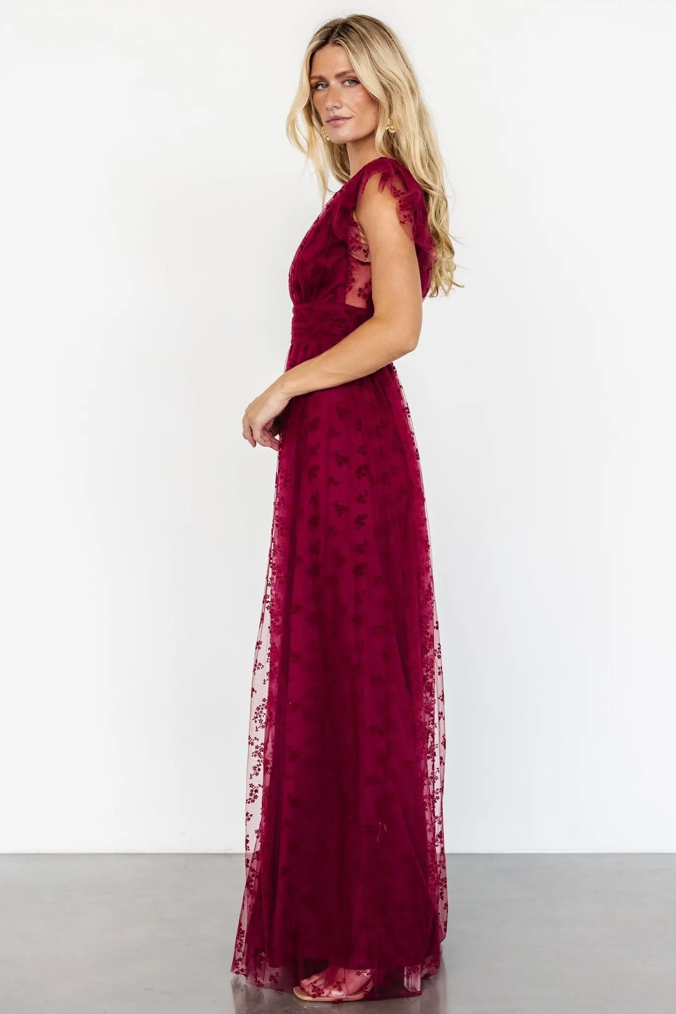 Caterina Tulle Maxi Dress | Wine sold by Baltic Born product image thumbnail 3