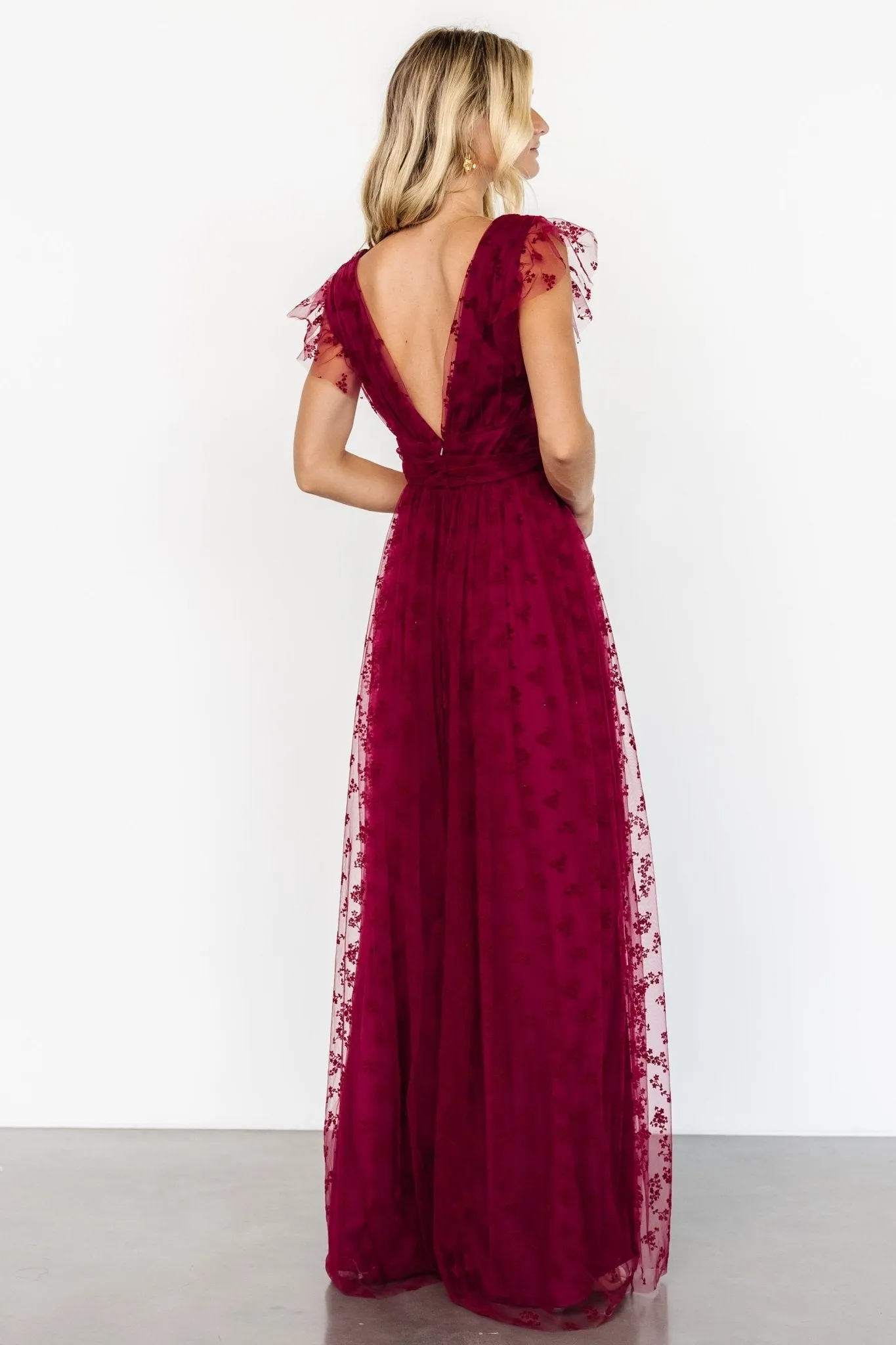 Caterina Tulle Maxi Dress | Wine sold by Baltic Born product image thumbnail 4