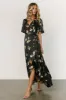 Amara Wrap Dress | Black + Coral Floral sold by Baltic Born