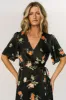 Amara Wrap Dress | Black + Coral Floral sold by Baltic Born
