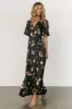 Amara Wrap Dress | Black + Coral Floral sold by Baltic Born