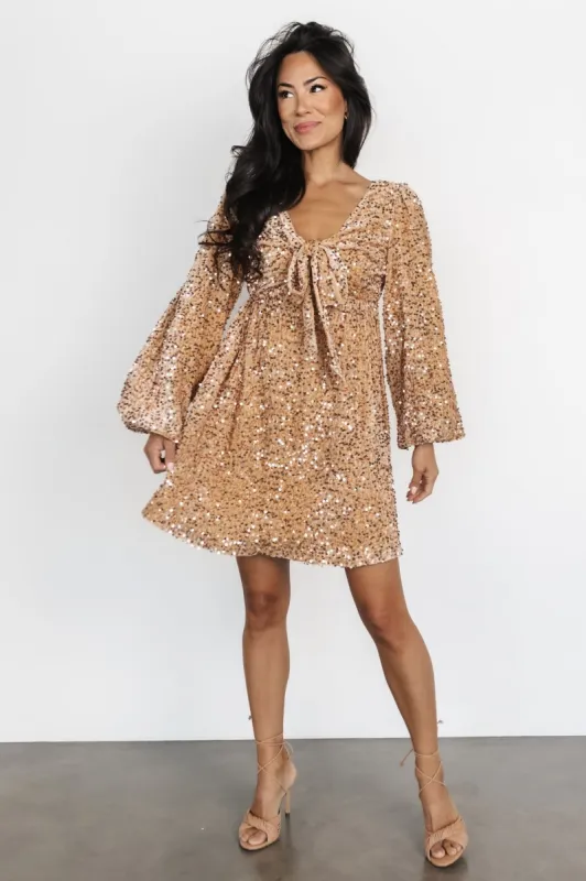 Simone Sequin Mini Dress | Gold sold by Baltic Born