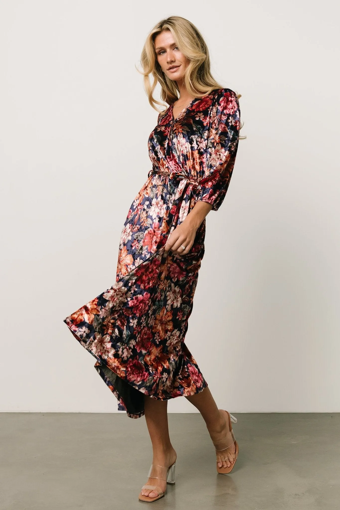 Fenne Velvet Dress | Navy Floral sold by Baltic Born product image thumbnail 3