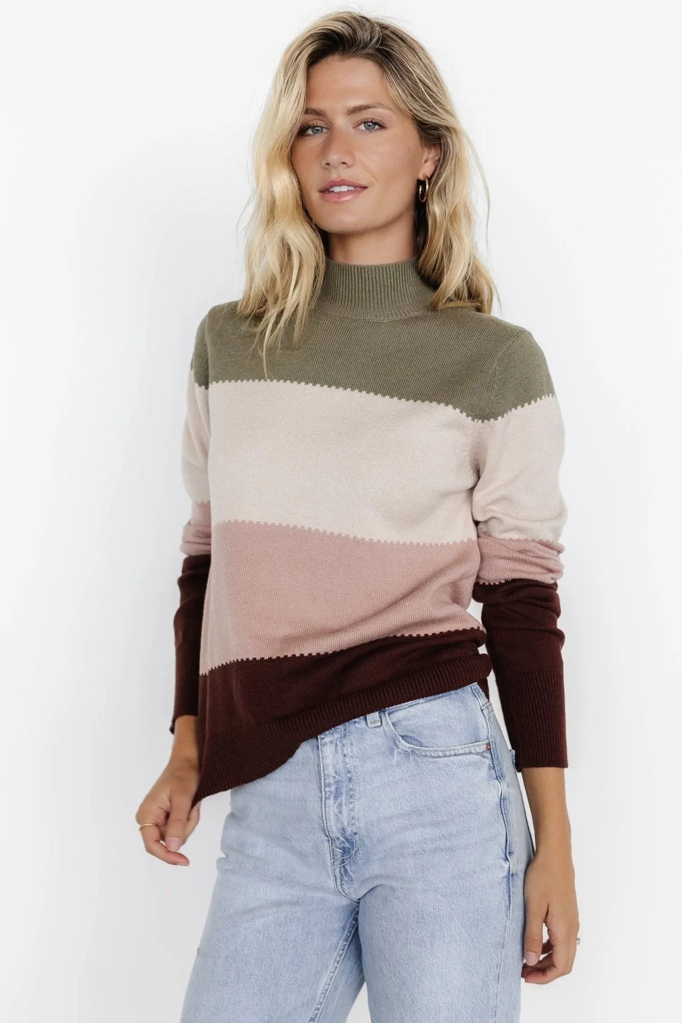 Porter Color Block Sweater | Olive Multi sold by Baltic Born product image thumbnail 4