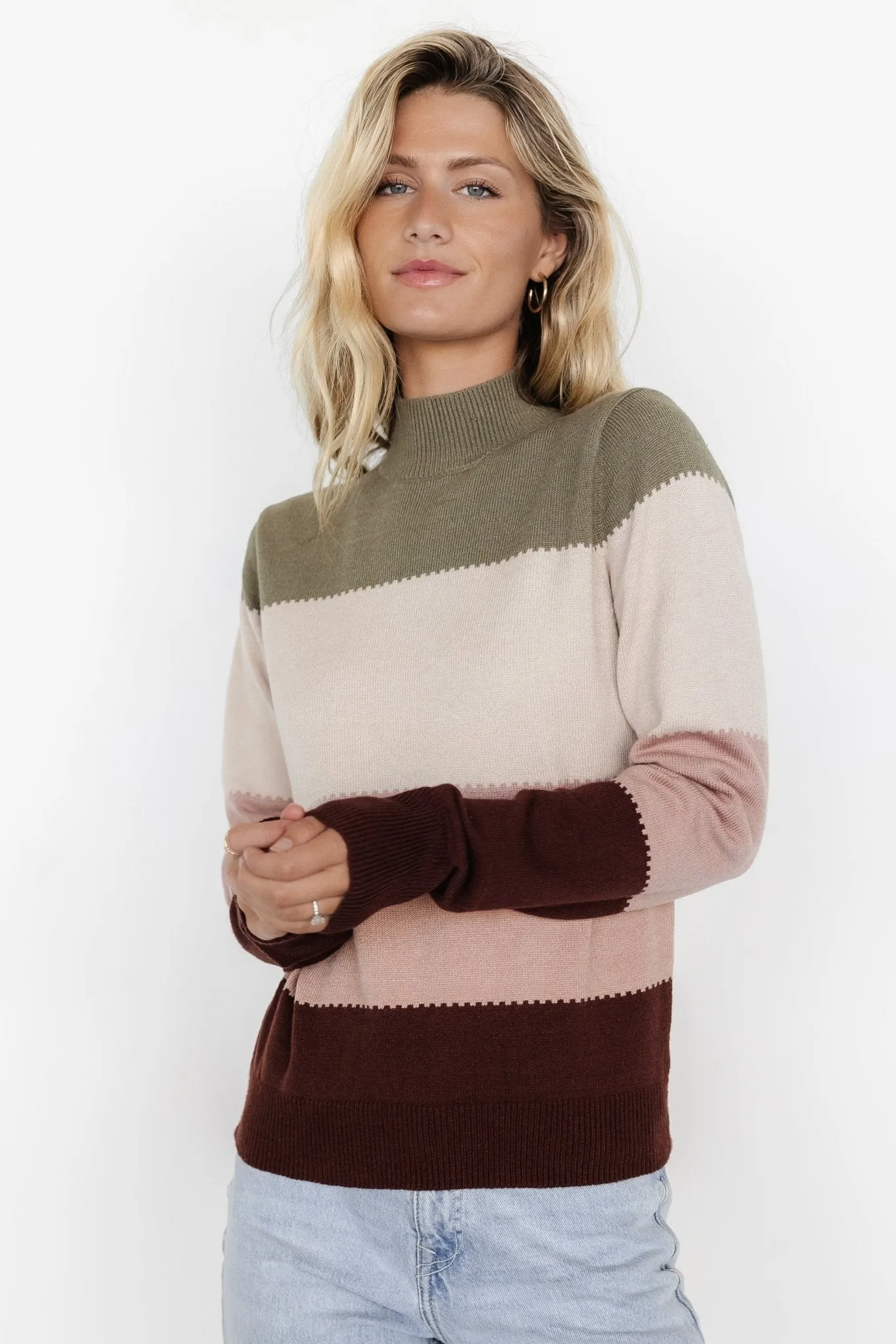 Porter Color Block Sweater | Olive Multi sold by Baltic Born