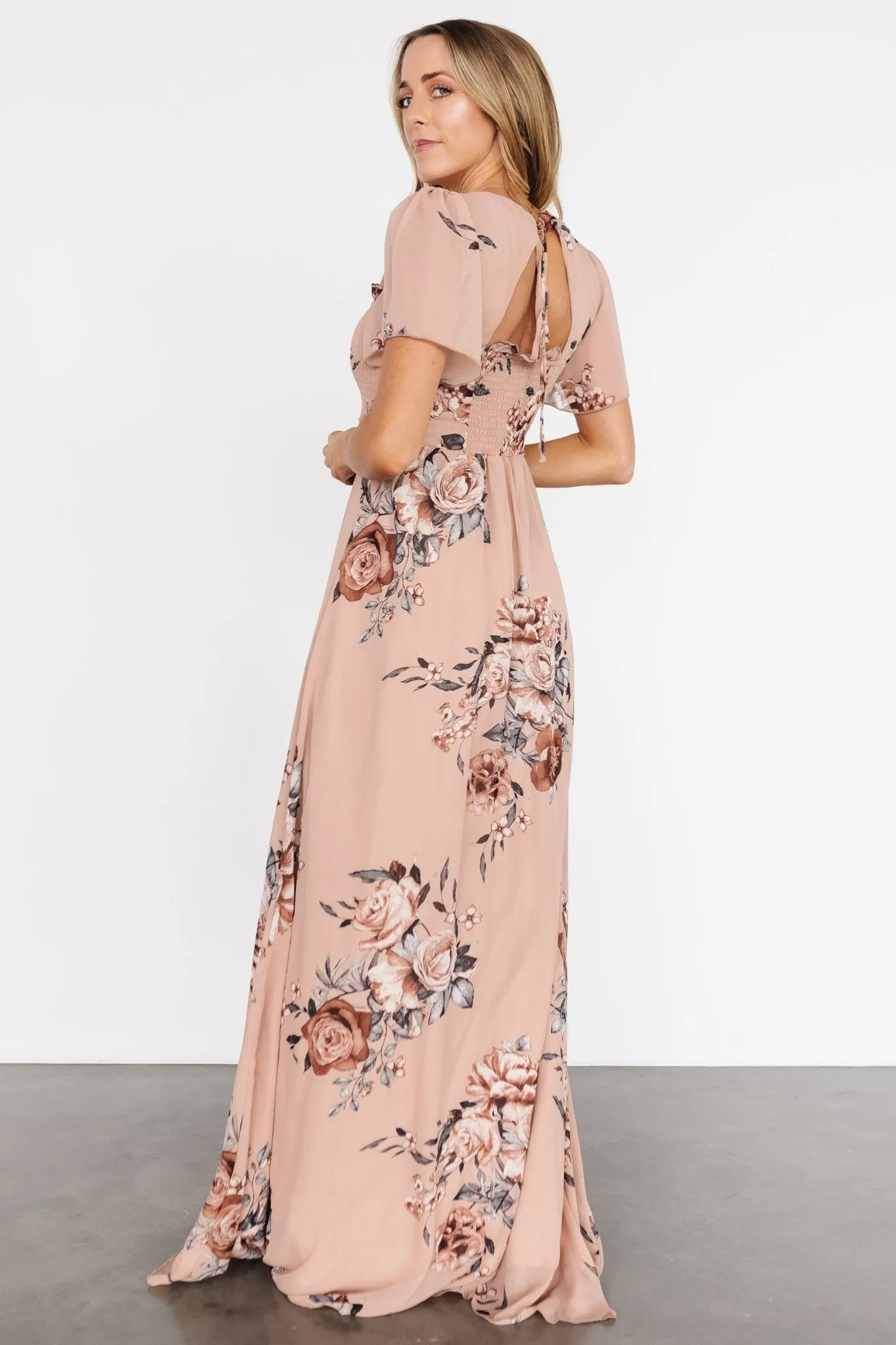 Fleur Maxi Dress | Nude Floral sold by Baltic Born product image thumbnail 5
