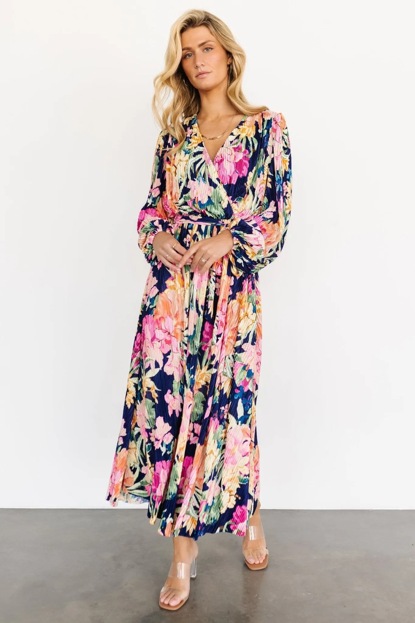 Amy Pleated Maxi Dress | Navy Floral sold by Baltic Born product image thumbnail 4