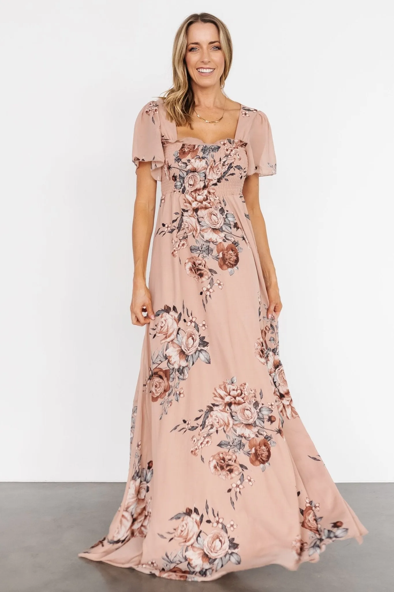 Fleur Maxi Dress | Nude Floral sold by Baltic Born product image thumbnail 3