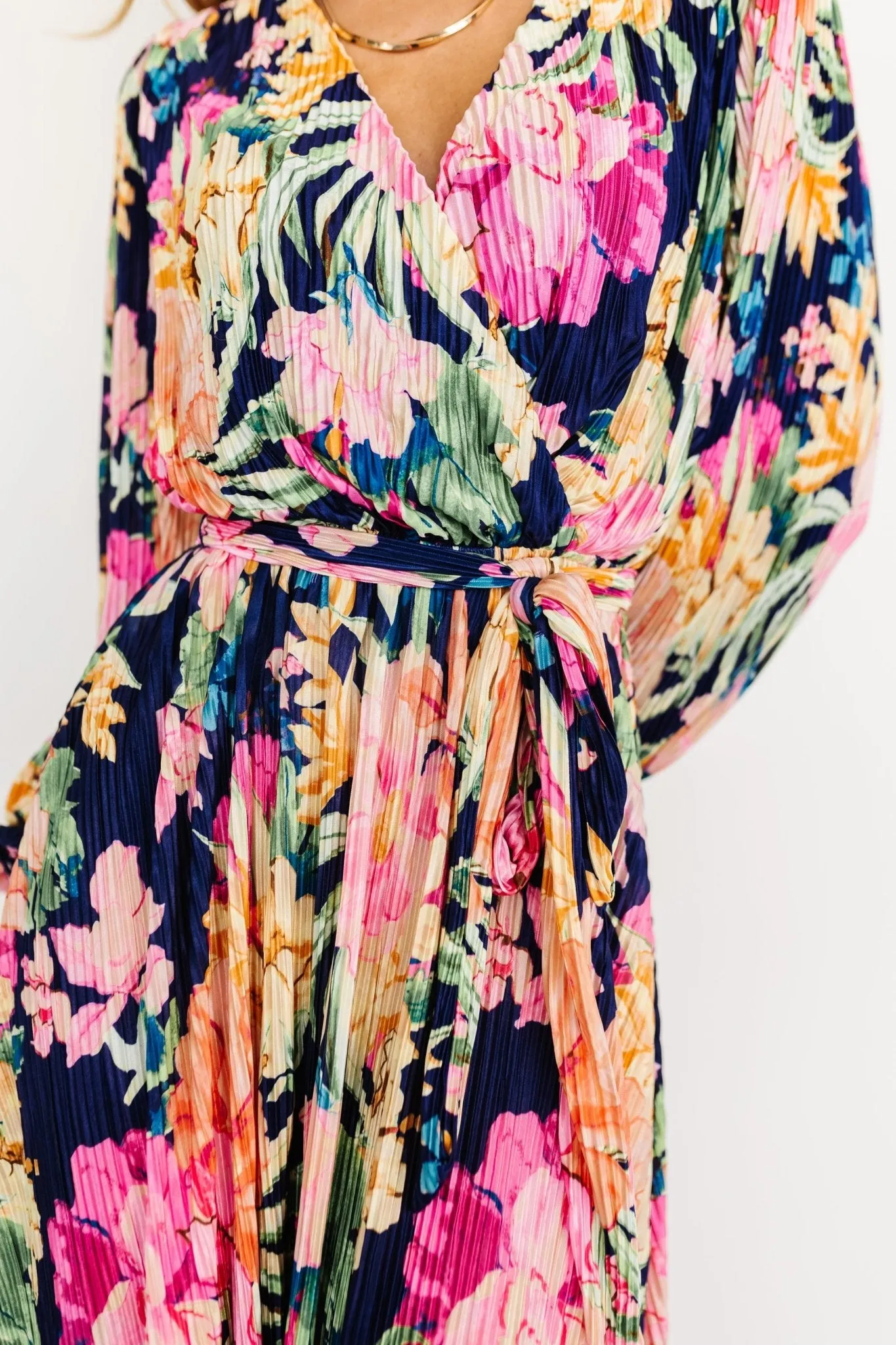 Amy Pleated Maxi Dress | Navy Floral sold by Baltic Born product image thumbnail 2