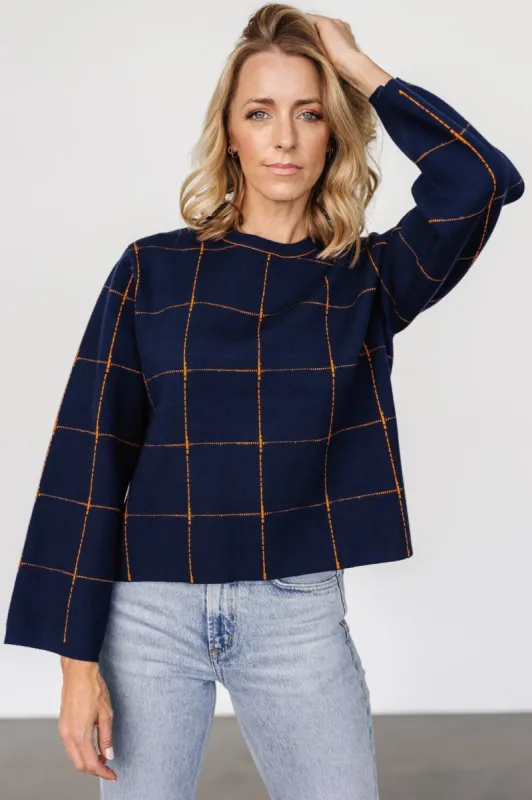 Remington Sweater | Navy + Orange sold by Baltic Born