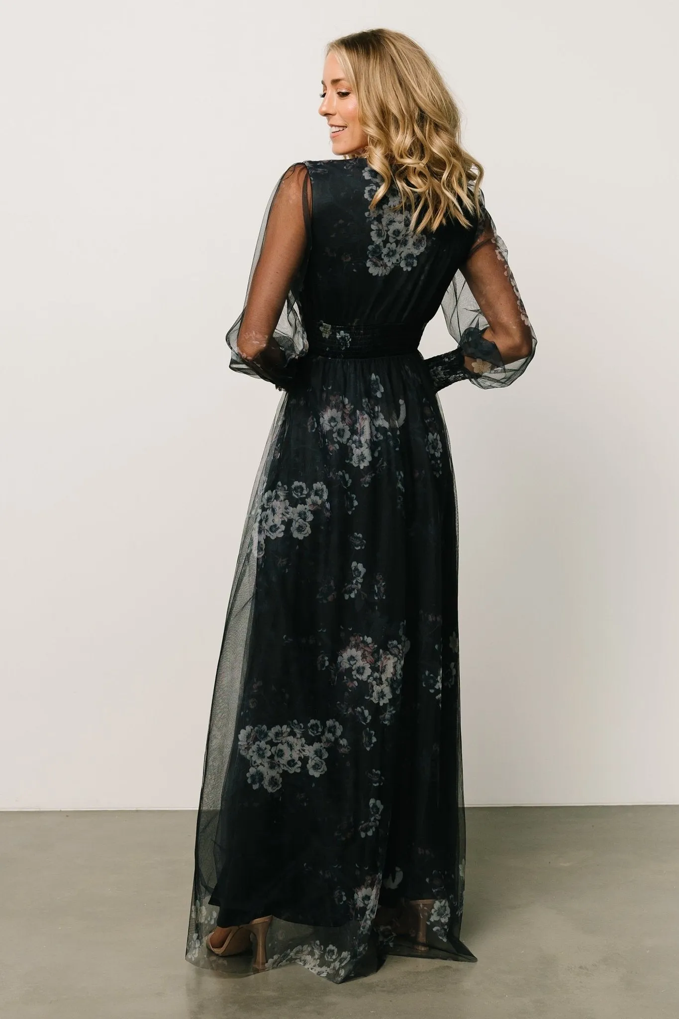 Layla Tulle Maxi Dress | Navy Multi sold by Baltic Born product image thumbnail 4