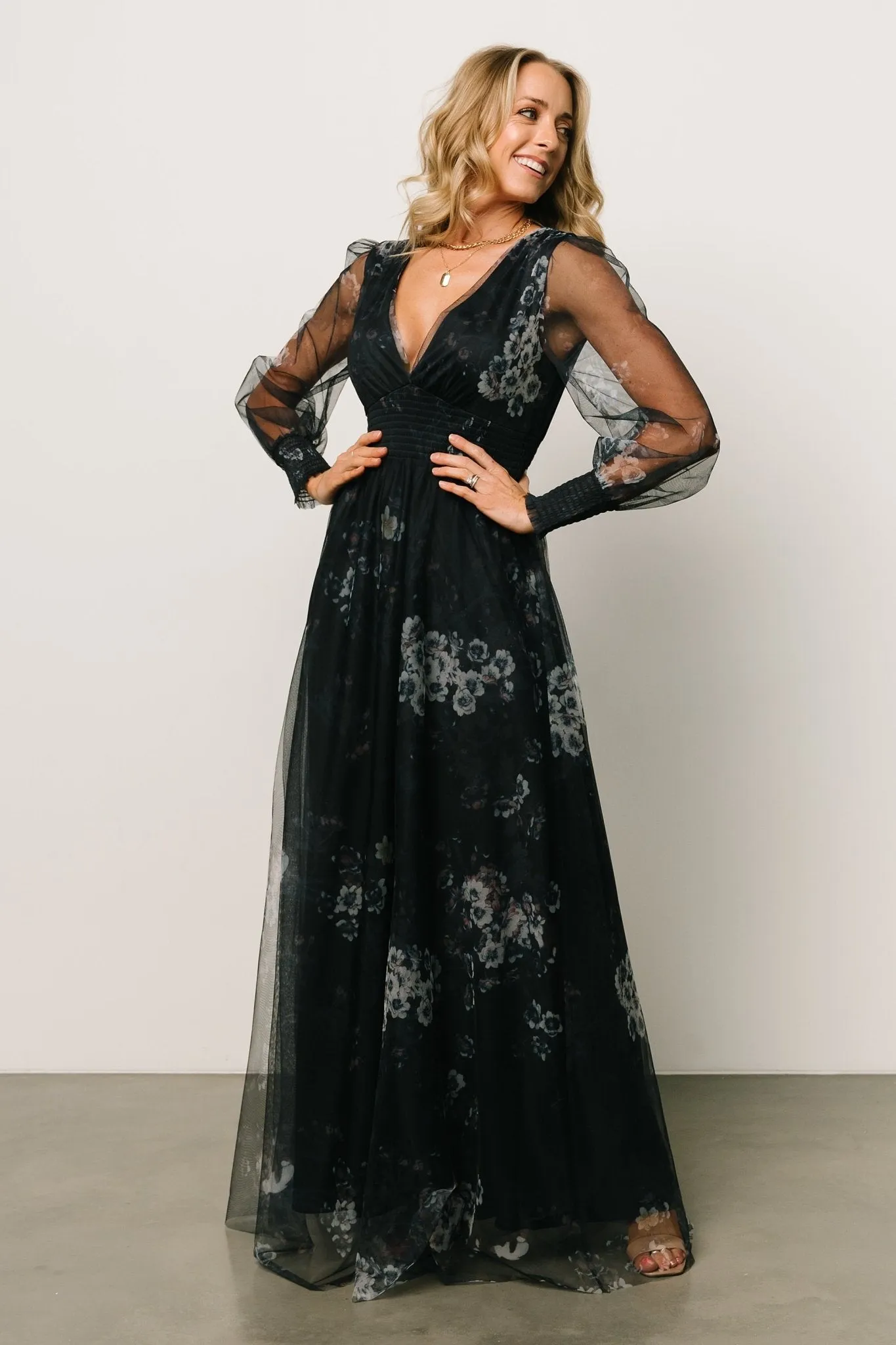 Layla Tulle Maxi Dress | Navy Multi sold by Baltic Born