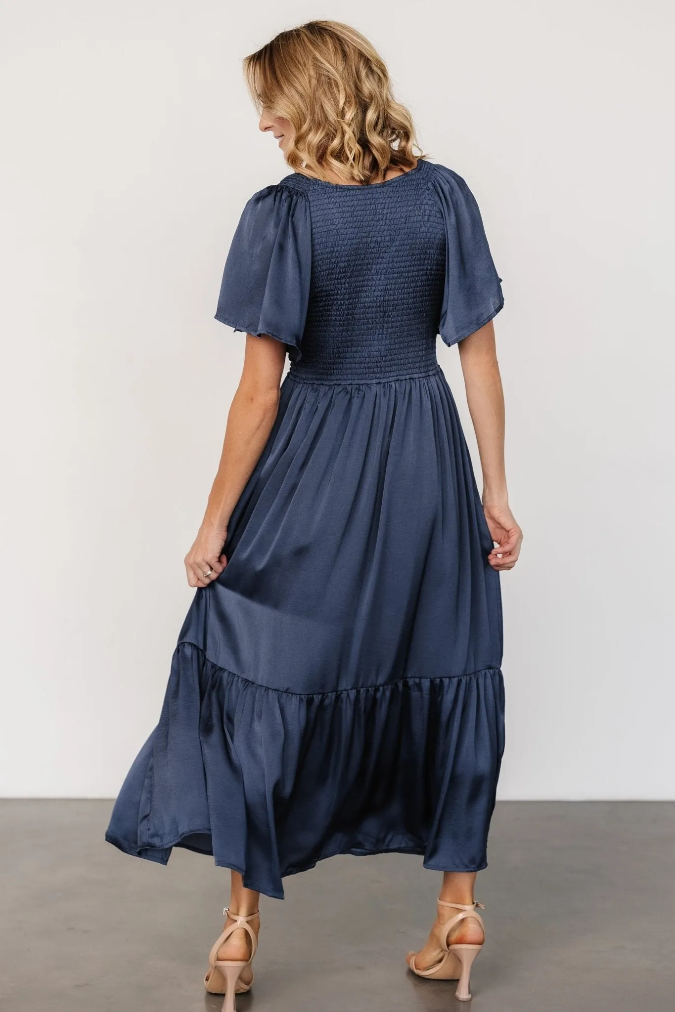 Lovell Smocked Midi Dress | Midnight Blue sold by Baltic Born product image thumbnail 5