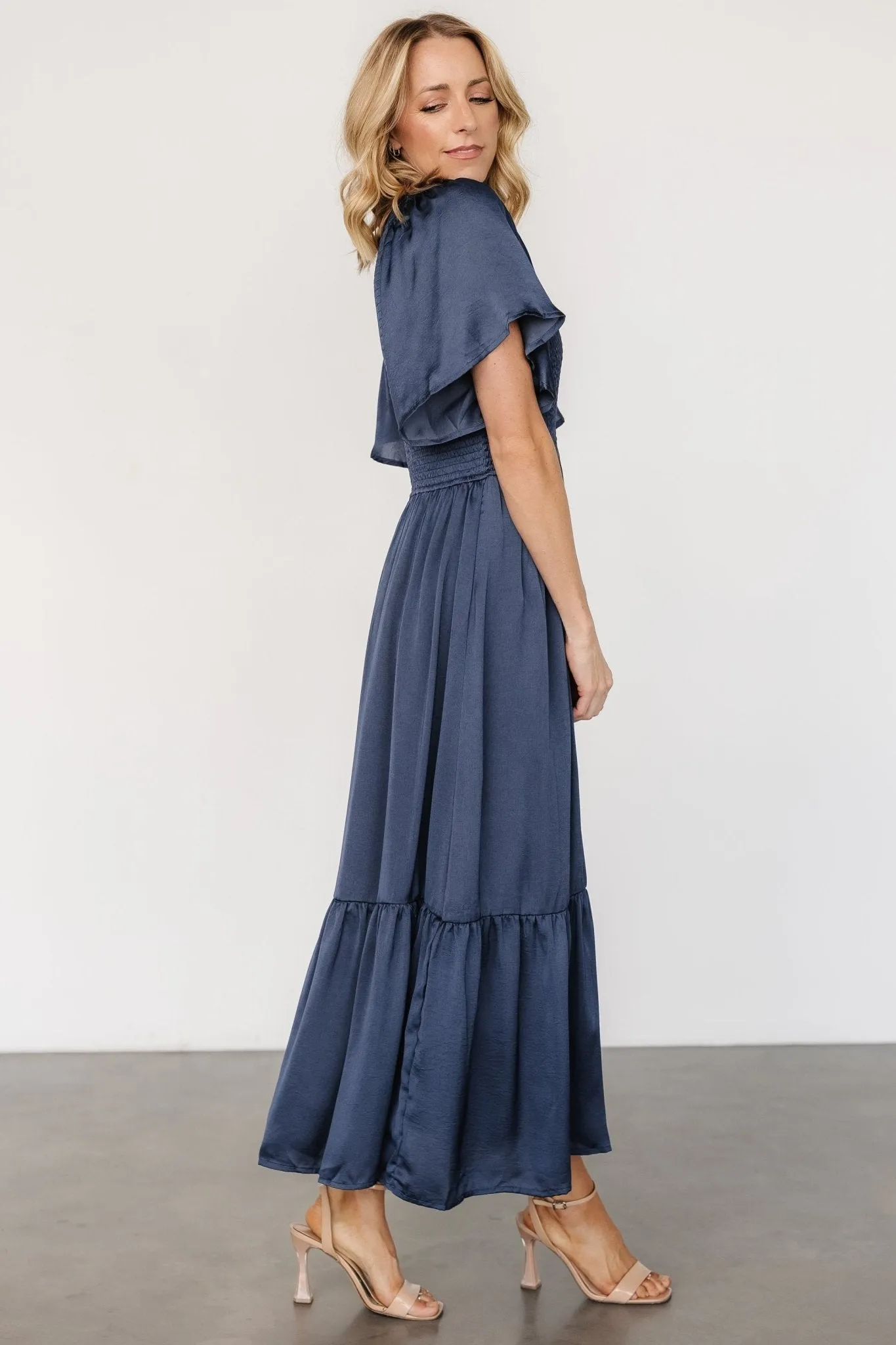 Lovell Smocked Midi Dress | Midnight Blue sold by Baltic Born product image thumbnail 3