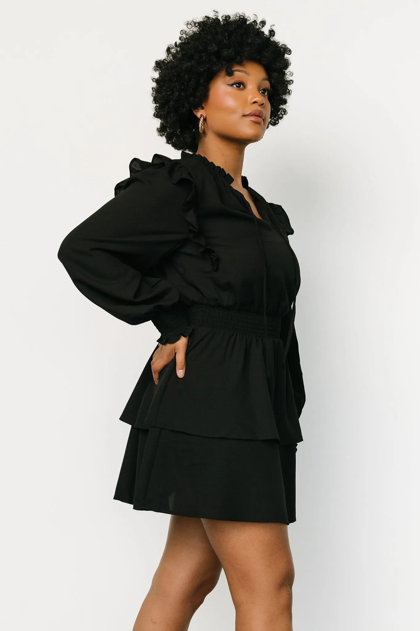 Maylee Tiered Short Dress | Black sold by Baltic Born product image thumbnail 5