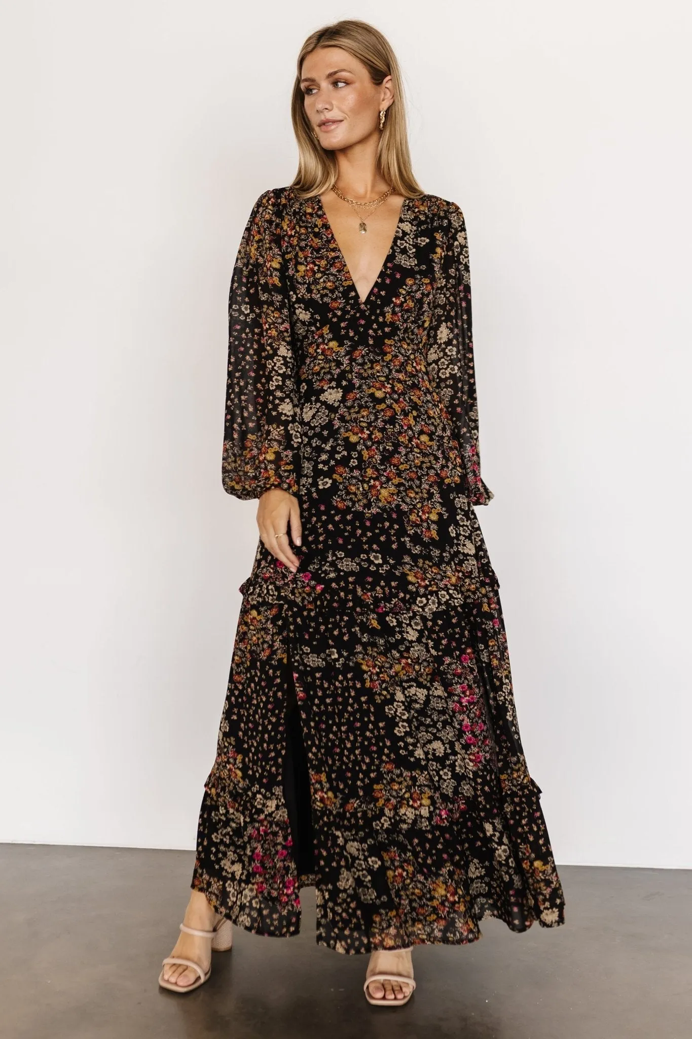 Bowman Deep V Maxi Dress | Black Multi sold by Baltic Born product image thumbnail 3