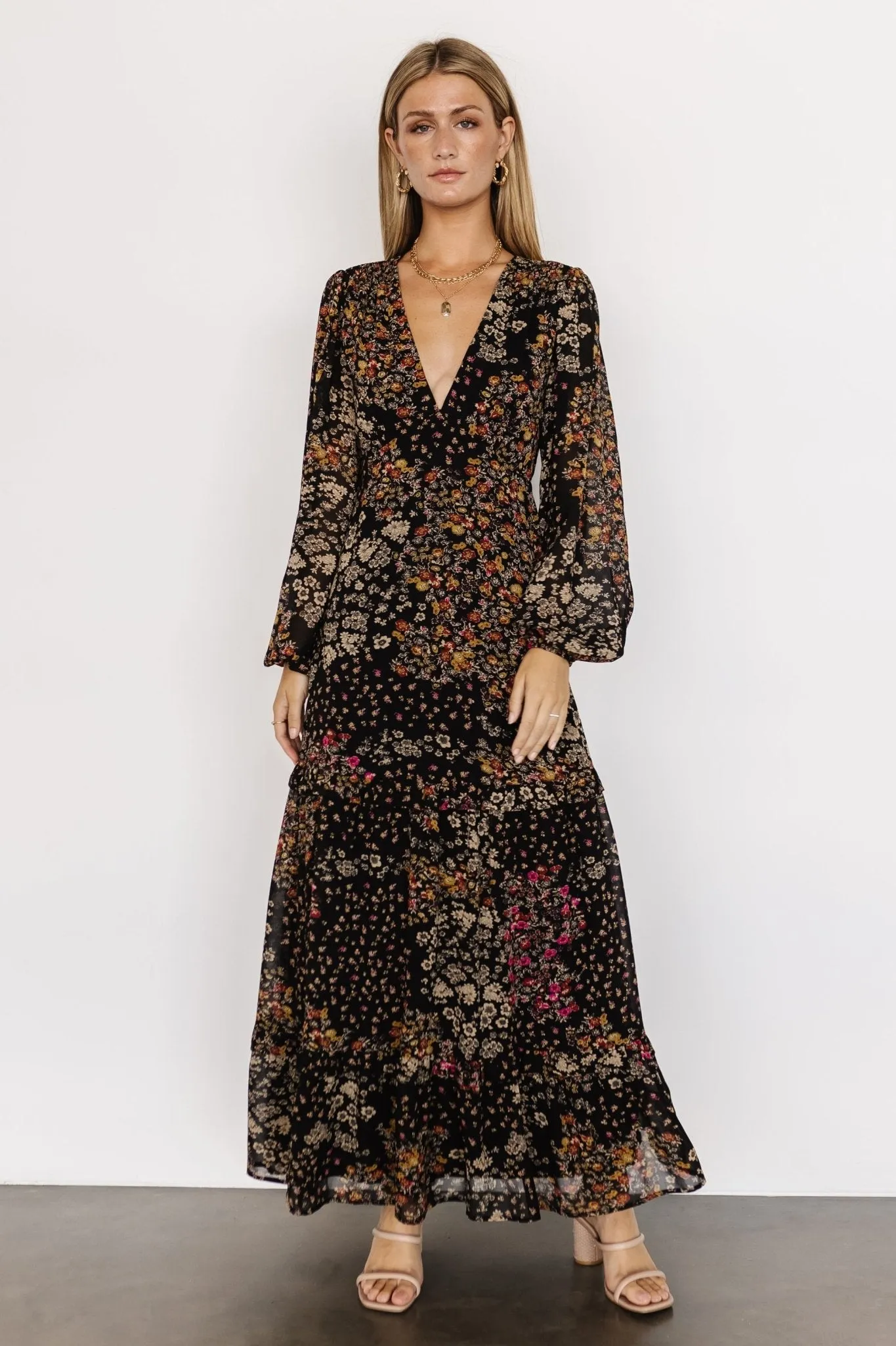 Bowman Deep V Maxi Dress | Black Multi sold by Baltic Born product image thumbnail 4