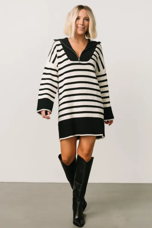 Manon Sweater Dress | Black Stripe sold by Baltic Born