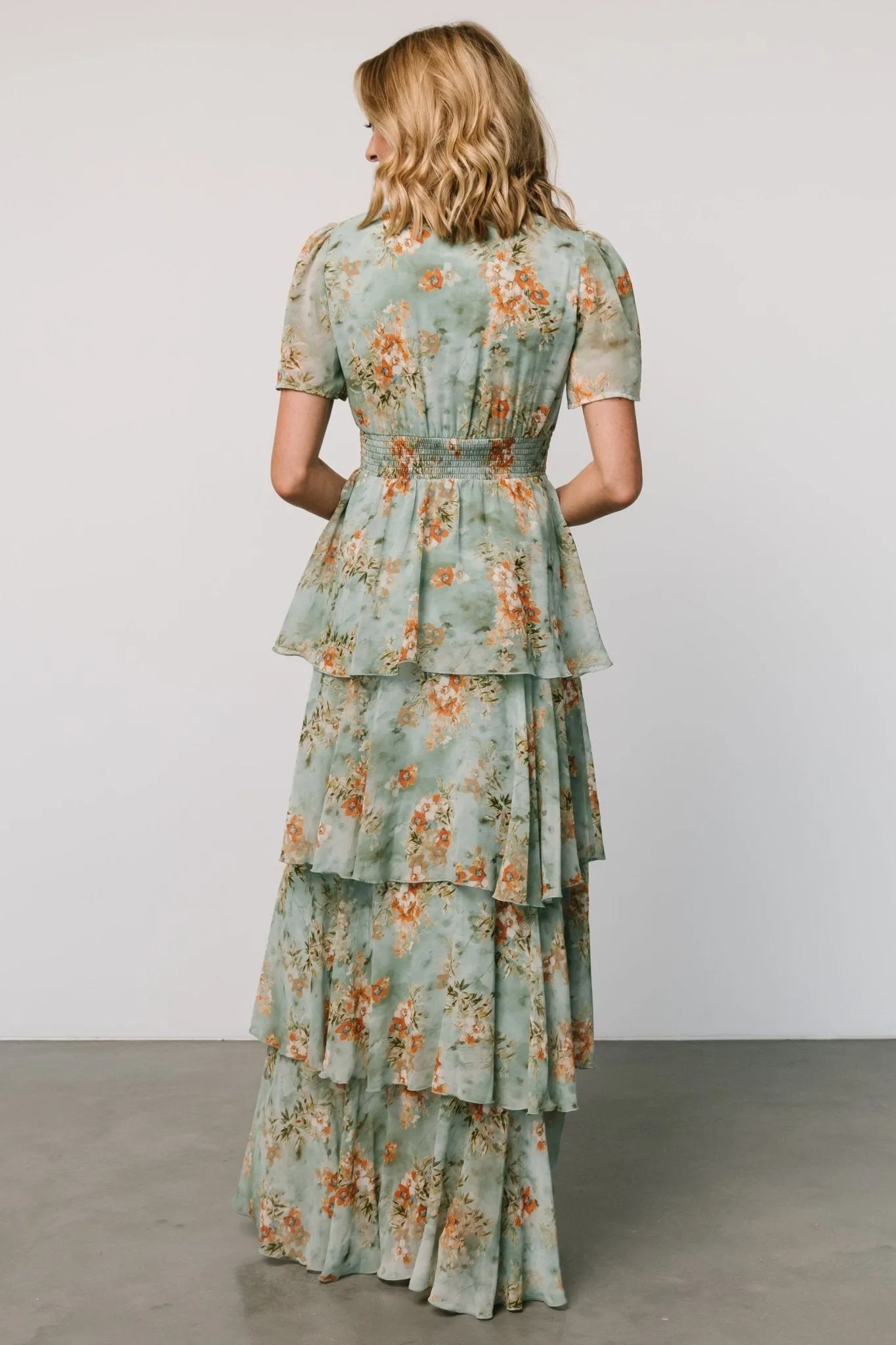 Montaigne Ruffle Maxi Dress | Blue Sage Floral sold by Baltic Born product image thumbnail 5