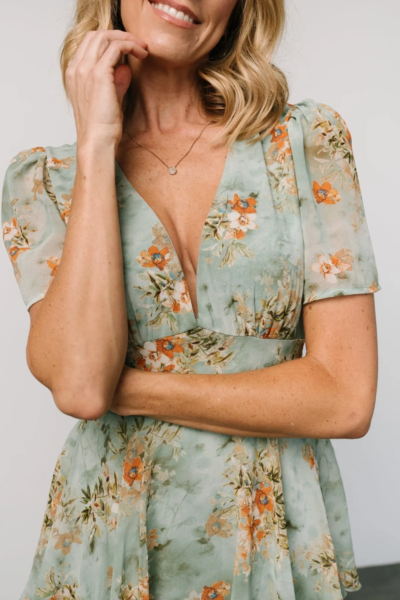 Montaigne Ruffle Maxi Dress | Blue Sage Floral sold by Baltic Born product image thumbnail 2