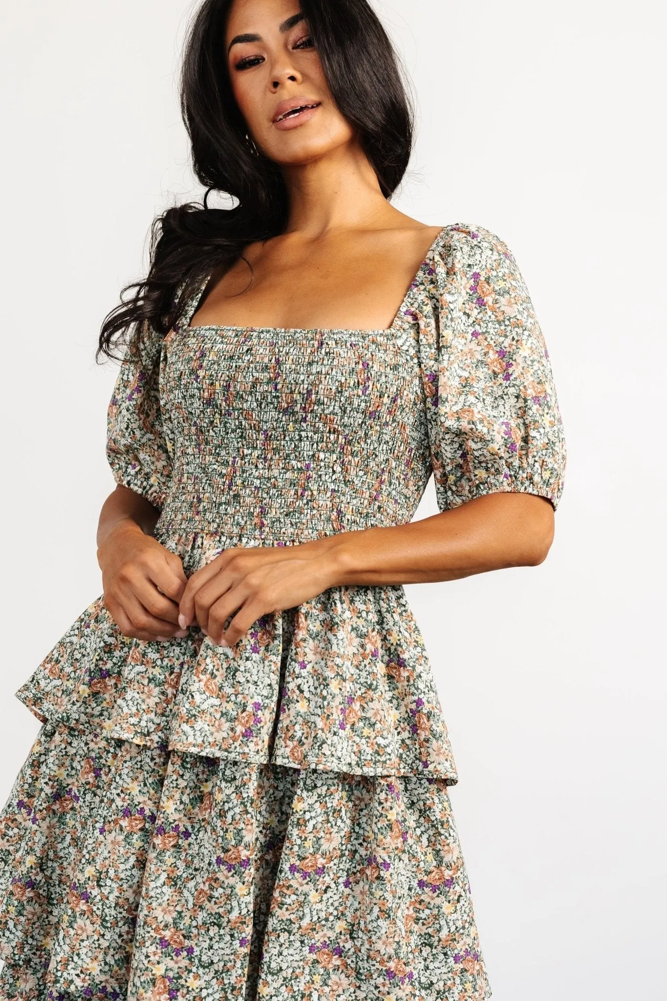 Felicia Tiered Maxi Dress | Green Multi sold by Baltic Born product image thumbnail 2