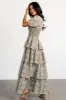 Felicia Tiered Maxi Dress | Green Multi sold by Baltic Born