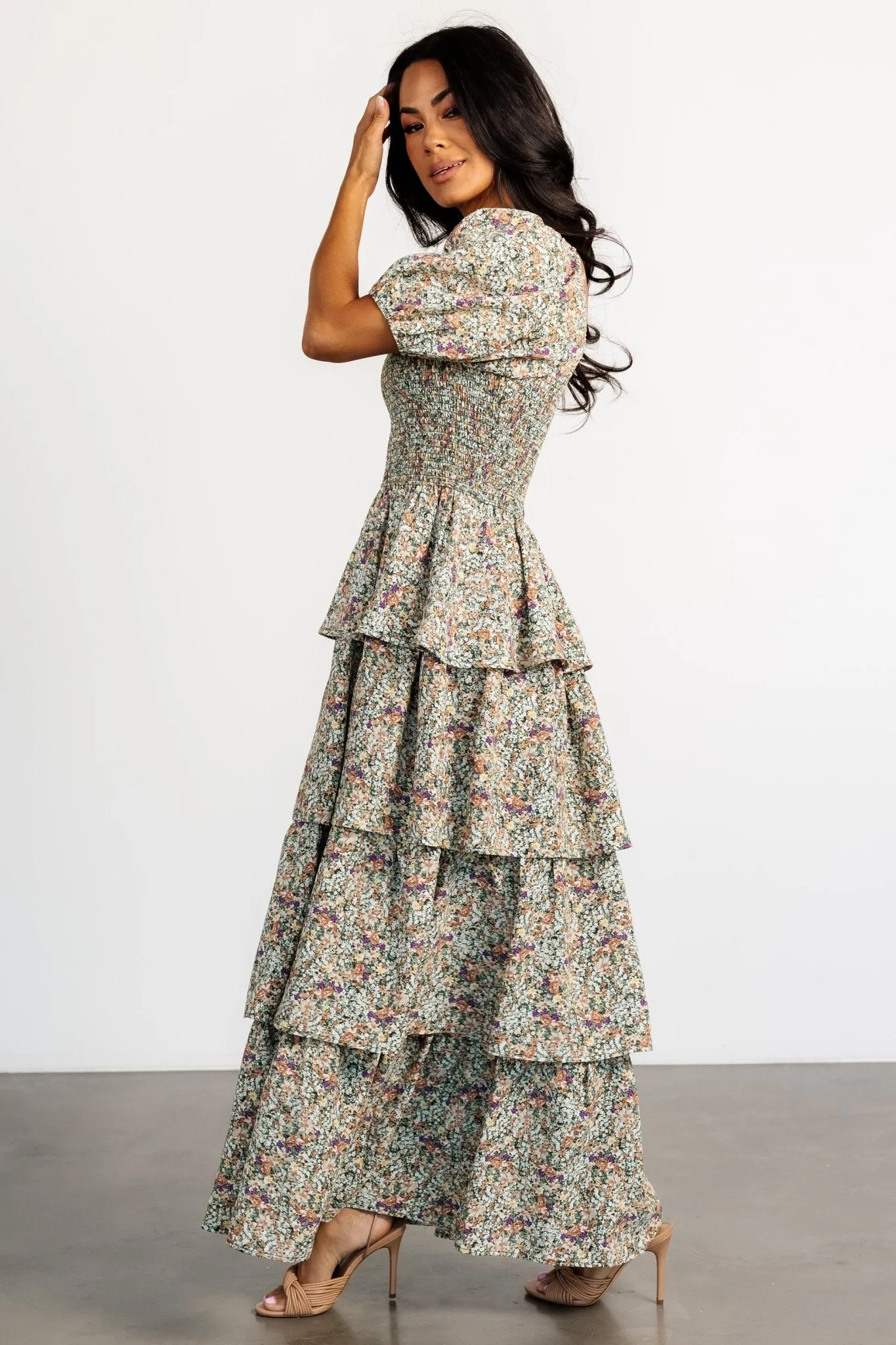Felicia Tiered Maxi Dress | Green Multi sold by Baltic Born product image thumbnail 3
