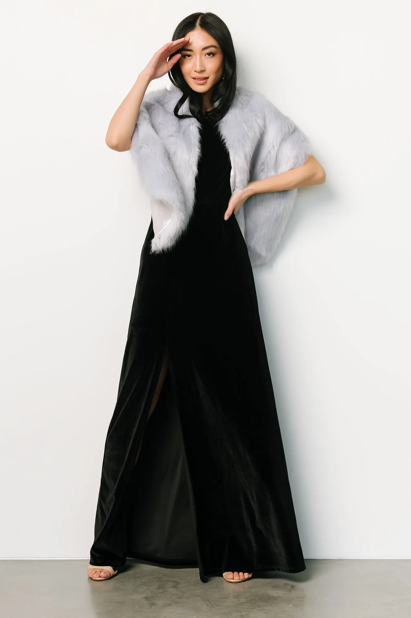 Jovie Faux Fur Shawl | Powder Blue sold by Baltic Born product image thumbnail 5